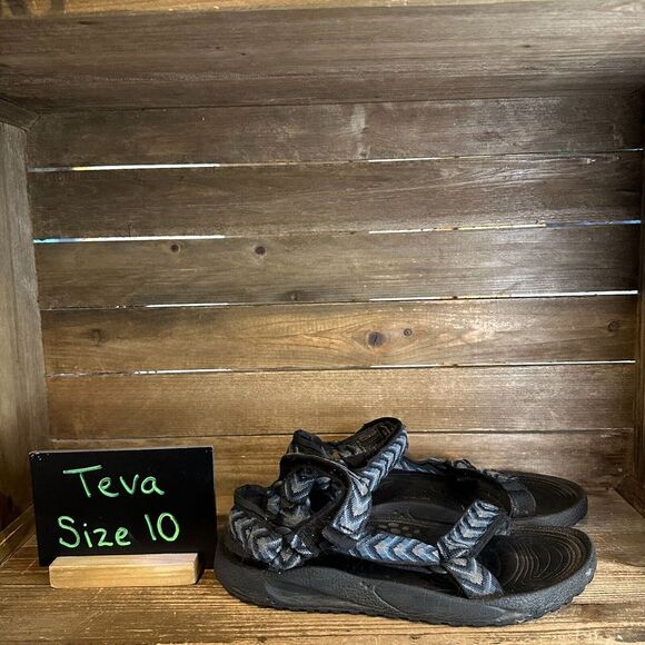 Mens Teva Rubber Blue Ocean Outdoor Walking Hiking Sandals Size 10 M GUC‎ - Picture 1 of 6
